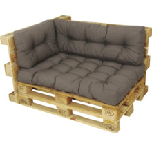 Pallsoffa med grå sittdynor