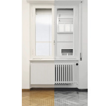 Fönster med radiator i ett rum
