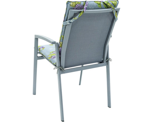 Trädgårdsstol med aluminiumram och blomstermönstrade kuddar