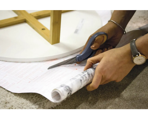 Klippa dekorfolie med sax för ett bord