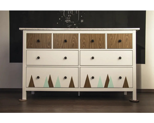 Byrå med sex lådor, trä och triangulärt mönster