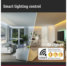Smart belysningsstyrning i bostadsutrymmen med Zigbee-teknik för styrning via Amazon Alexa och Google Assistant.