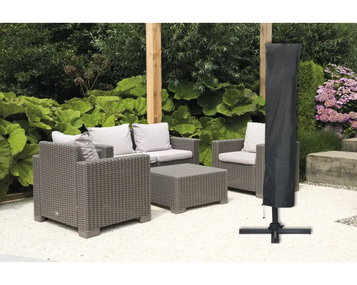 Trädgårdsmöbelset med skyddshölje för parasoll