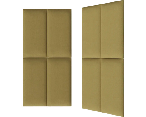 Två ljudisolerande paneler med rektangulär form och ytstruktur av tyg