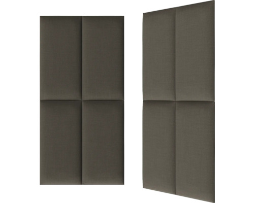 Två vadderade väggpaneler med fyra rektangulära sektioner.