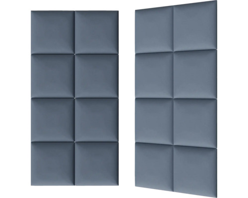 Två ljudisolerande paneler med kvadratiskt mönster för väggmontering