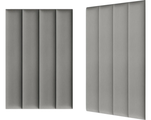 Två akustikpaneler med vertikala linjer för ljudabsorption