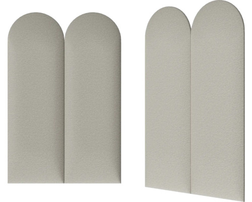 Två ljudisolerande paneler med rundade hörn