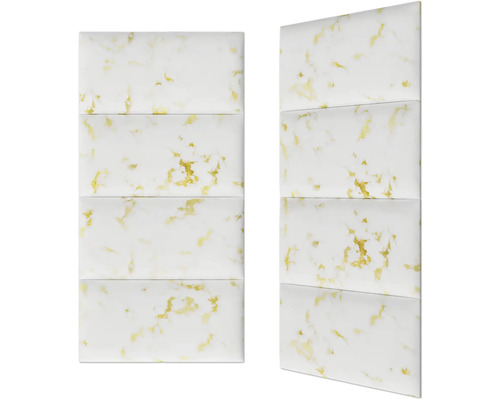 Två vita väggpaneler med marmormönster