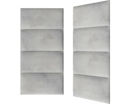 Två rektangulära akustiska väggpaneler med en vadderad yta.