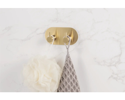 Väggkrok med två krokar för badrumstillbehör