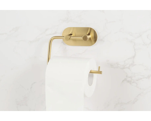 Toalettpappershållare av metall med pappersrulle på en vägg