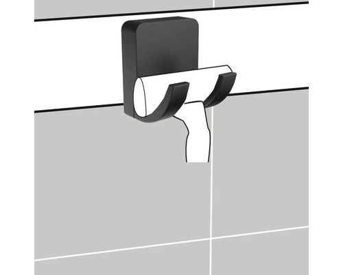 Svart duschskrapshållare för väggmontering