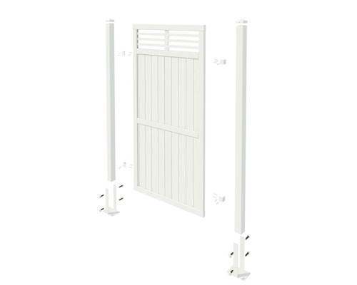 Trädgårdsgrind av plast med stolpar och beslag