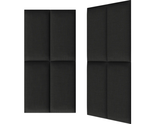Två svarta, rektangulära akustikpaneler för väggmontering