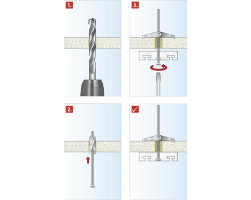 Instruktioner för montering av en hålrumsplugg i fyra steg
