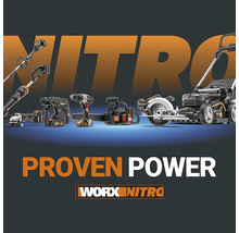 Översikt över Worx Nitro trädgårdsredskap och elverktyg