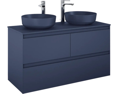 Tvättställsskåp med två bänkskivor och två blandare