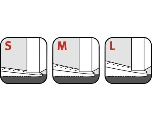 Illustration av olika skostorlekar Small, Medium och Large