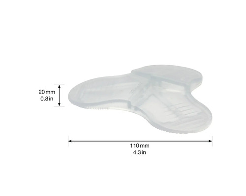 Kroppsmassageapparat i plast med dimensioner.