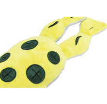 Gul, prickig hundleksak av plysch