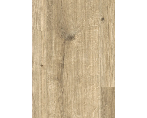 Närbild av laminatgolv med träutseende.