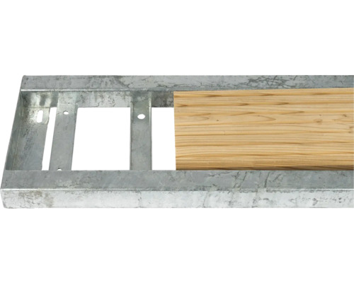 Metallram med träbräda