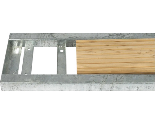 Metallram med träbräda