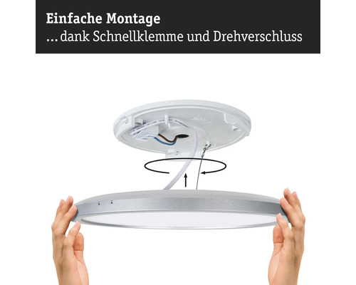 Enkel montering av LED-taklampa tack vare snabbkoppling och vridlås.