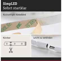 SimpLED ljuslist med tejp på baksidan, symbol för kortning och anslutningsstycke