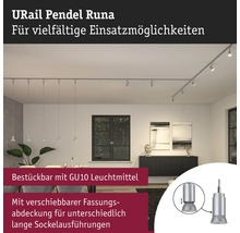 URail Pendellampa Runa i ett vardagsrum med olika belysningsalternativ.