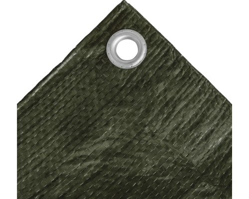 Detalj av en grön presenning med metallhål