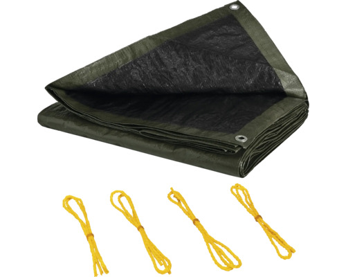 Täckande presenning med öljetter och fästlinor