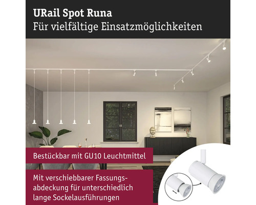 URail Spot Runa i ett vardagsrum med flexibla användningsmöjligheter.