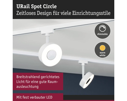 URail Spot Circle med LED på en skena