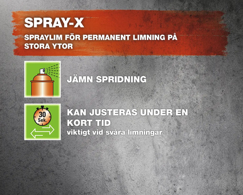 Spraylim produktegenskaper: jämn spridning och justerbar under kort tid