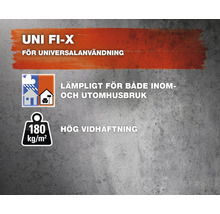 UNI FI-X lämplig för universella applikationer, inomhus och utomhus, hög vidhäftning 180 kilogram per kvadratmeter