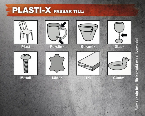 Lämplig för plast, porslin, keramik, glas, metall, läder, trä och gummi