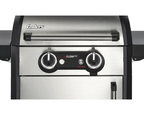 Detaljvy av en Enders gasolgrill med vridreglage och Enders logotyp.