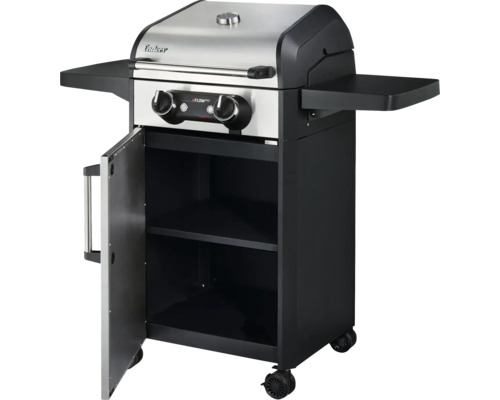 Enders gasolgrill med två brännare, sidobord och underskåp