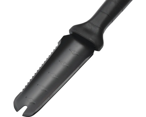 Trädgårdsredskap med tandad kant för grävning och plantering