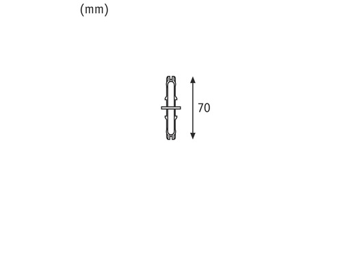 Teknisk ritning av ett anslutningsstycke med angivelsen 70 millimeter
