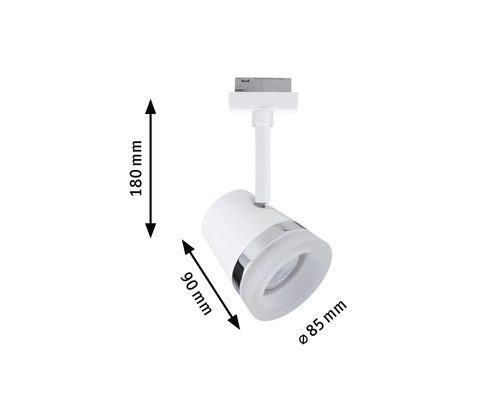 Vit skenspotlight med måtten 180 mm, 90 mm och diameter 85 mm