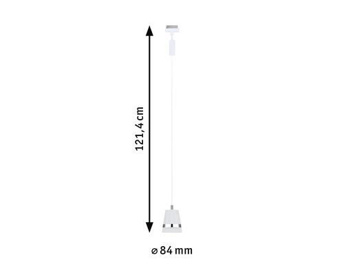 Mått på en hänglampa: 121,4 cm längd, 84 mm diameter