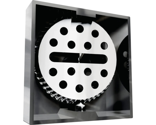 Golvbrunn i rostfritt stål med hålmönster