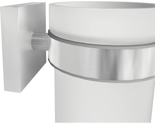 Vägghållare för tandborstmugg av metall och glas