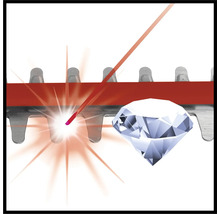 Illustration av en häcksax med diamantslipat blad