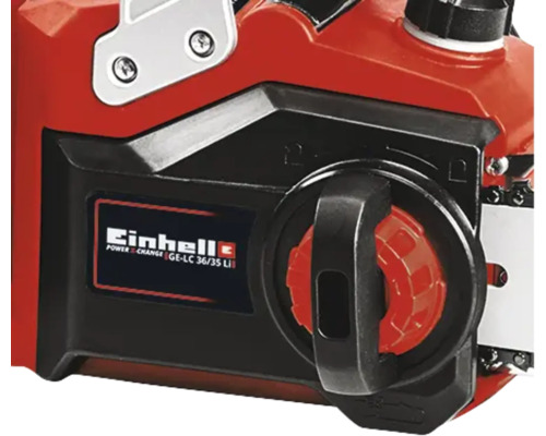 Detaljvy av en Einhell batteridriven motorsåg GE-LC 36/35 Li