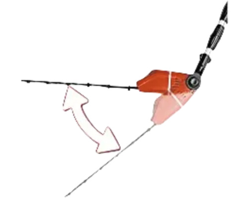 Takrännerengöringsverktyg med pil som indikerar rotationsrörelsen