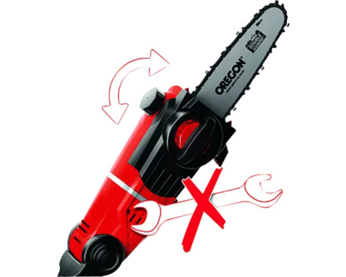 Batteridriven motorsåg med Oregon-blad och inställningsindikator